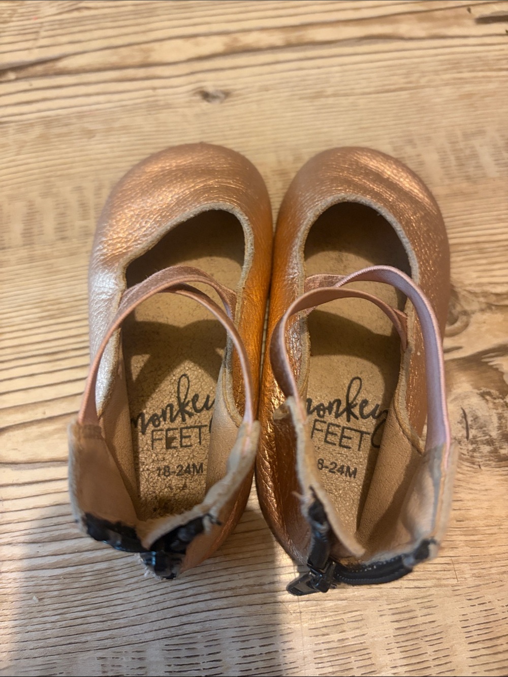 Monkey Feet Toddler Metallic Rose Gold Mary Jane Shoes